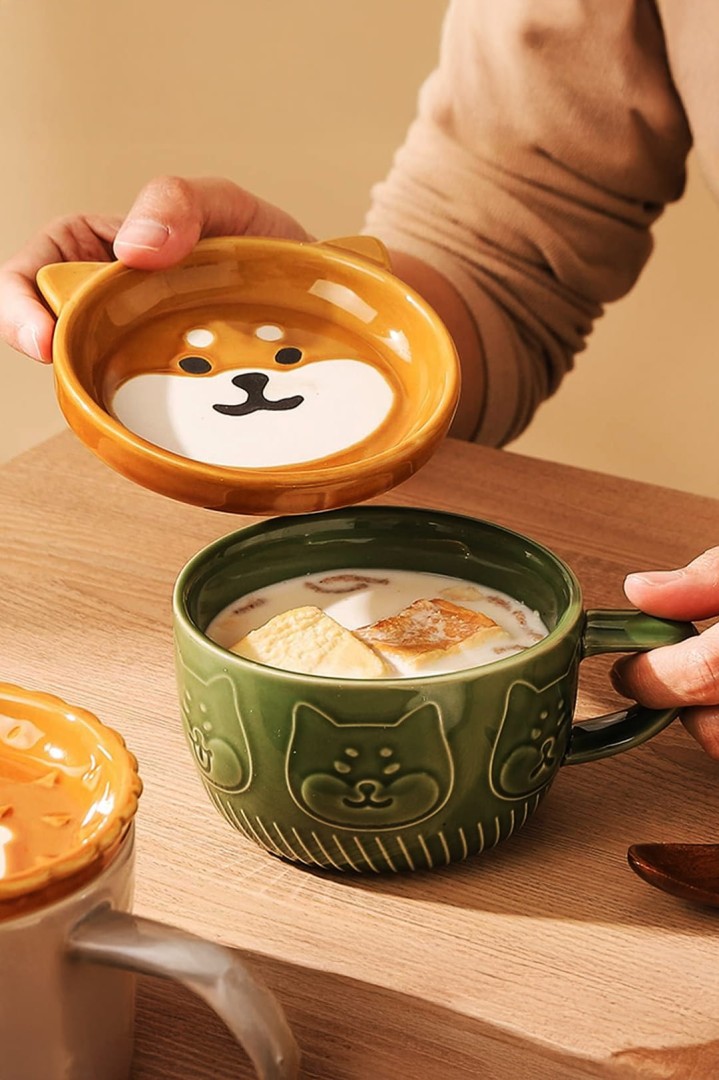 Sada šálek + talíř ve tvaru pes Shiba Inu