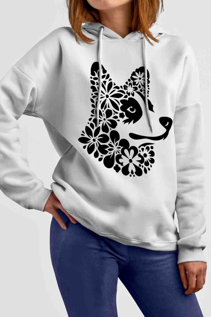 Mikina Corgi v květinách